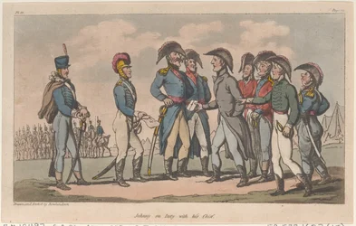 Johnny on Duty with his Chief, från The Military Adventures of Johnny Newcome, 1815., 1815.