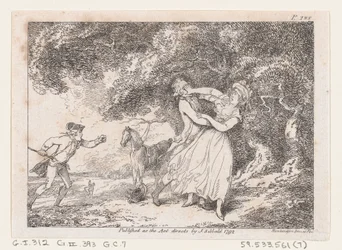 Joseph skyndar sig att rädda Fanny från överhängande fara, från The Adventures of Joseph Andrew..., 1792.