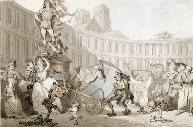 La Place des Victoires, Paris, ca 1789 (penna och bläck och akvarell över grafit på lagt papper)