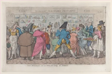 Musarderna på Rue du Coq i Paris Dawdlers på Rue Coq, ca. 1810., ca. 1810.