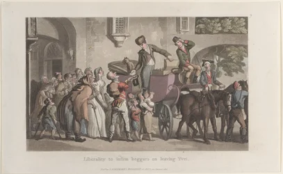 Frihet att sjuka tiggare när de lämnar Yrvi, från Journal of Sentimental Travels in the ..., 1821.