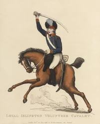 Loyal Islington Volunteer Cavalry, ca 1799 (färgad akvatint)