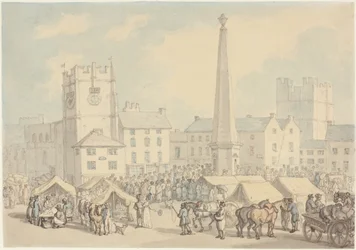 Marknadsdag i Richmond i Yorkshire