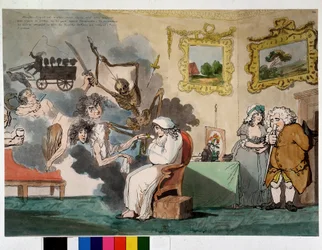 Psykisk ohälsa och visioner: hypokondrium - teckning av Rowlandson