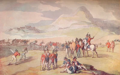 Militär scen: landstigningstrupper och vapen, 1801. 1914