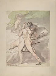 Nakent par omfamnar, 1780-1827.