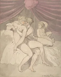 Nakent par omfamnar, 1780-1827.