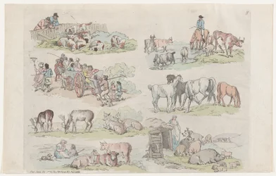 Plåt 11, konturer av figurer, landskap och boskap...för lärarnas bruk..., 31 januari 1791.