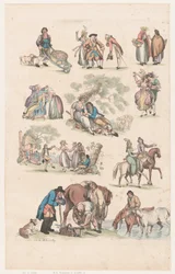 Plåt 14, konturer av figurer, landskap och boskap...för lärarnas bruk, Ju..., 1 juni 1790.