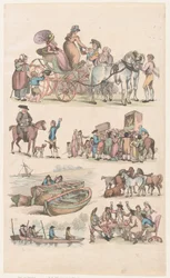 Plåt 16, konturer av figurer, landskap och boskap...för lärarnas bruk, Ju..., 1 juni 1790.