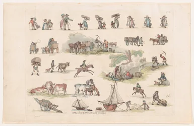 Plåt 2, konturer av figurer, landskap och boskap...för lärarnas bruk, Ma..., 8 mars 1790.