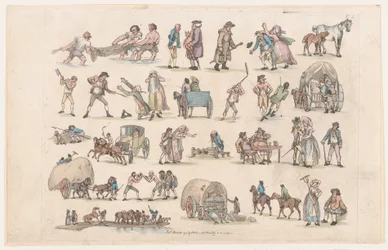 Plåt 4, konturer av figurer, landskap och boskap...för lärarnas bruk, Ma..., 8 mars 1790.