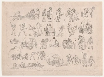 Plåt 4, konturer av figurer, landskap och boskap...för lärarnas bruk, Ma..., 8 mars 1790.