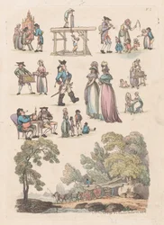 Plåt 5, konturer av figurer, landskap och boskap...för lärarnas bruk, Ju..., 18 juni 1790.