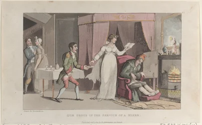 Quae Genus in the Service of a Miser, från The History of Johnny Quae Genus, T..., 1 oktober 1821.