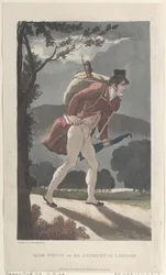 Quae Genus on His Journey to London, från The History of Johnny Quae Genus, The ..., 1 mars 1822.
