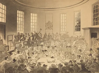 Den kungliga arenan för tuppfäktning, utgiven 1808.