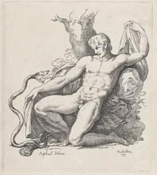 Orm attackerar en naken man, 1799., 1799.