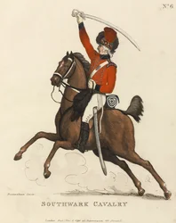 Southwark Cavalry, ca 1799 (färgad akvatint)