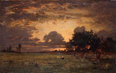 Solnedgång över Barbizon-slätten,