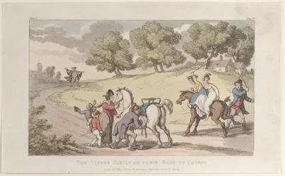 Vikarens familj på väg till kyrkan, från The Vicar of Wakefield, 1 maj 1817., 1 maj 1817