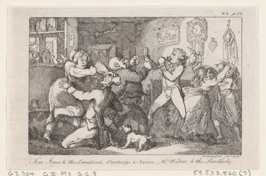 Tom Jones & the Landlord, Partridge & Susan, Mrs Waters & the Landlady, från The History ..., 1792.