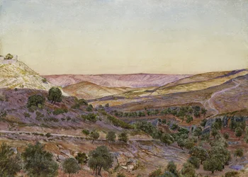 Moabs kullar och Hinnoms dal, 1854 (akvarell och kroppsfärg)