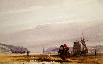 Barn på stranden (akvarell på papper)