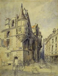 Hotel de Sens, rue du Figuier, ca 1833 (penna och akvarell)