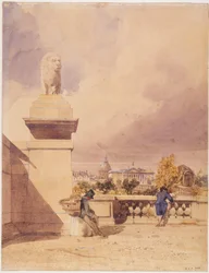 Pont de la Concorde och deputeradekammaren, sedd från Tuileriernas terrass