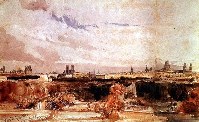 Paris sett från Champs Elysees (akvarell)