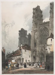 Pittoresk arkitektur i Paris, Gent, Antwerpen, Rouen: Laon, Frankrike, 1839.
