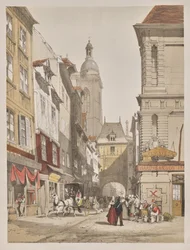 Pittoresk arkitektur i Paris, Gent, Antwerpen, Rouen: Rue de la Crosse Horlogue, Rouen, Frankrike