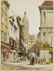 Pittoresk arkitektur i Paris, Gent, Antwerpen, Touen, etc.
