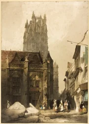 Pittoresk arkitektur i Paris, Gent, Antwerpen, Touen, etc.