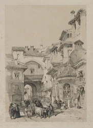 Pittoreska skisser i Spanien: Porten till Vivarrambla, Granada, 1837.