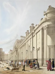The Bank of England med utsikt mot Mansion House, från "London As It Is", graverad och utgiven av konstnären, 1842.