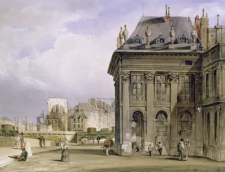 Ile de la Cite från Institut, Paris, ca 1830-39 (akvarell)