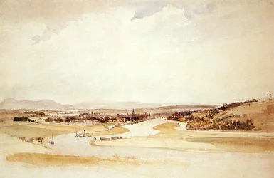 Seinen i Rouen (akvarell på papper)