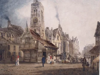 Utsikt över ett marknadstorg, c.1832