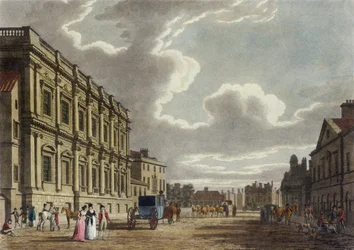 Whitehall, Westminster i London (färgad akvatint)