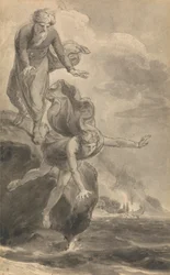 En av sex illustrationer till Fenelons "The Adventures of Telemachus son of Ulysses"