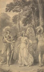 En av sex illustrationer till Fenelons "The Adventures of Telemachus son of Ulysses"