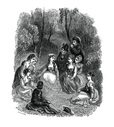 Scen från inledningen till The Decameron av Giovanni Boccaccio, 1833.
