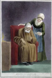 The Second Childhood (en sjuk vakt som tar hand om en mycket gammal man) - i "" The 7 Ages of Man"" av Shakespeare, ill. av W. Broniley, London
