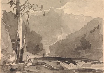Fiskare vid en bergsbäck