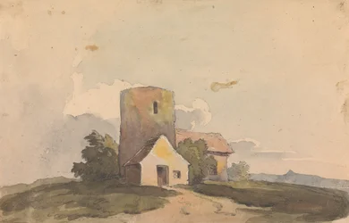 Landskap med byggnadsstruktur