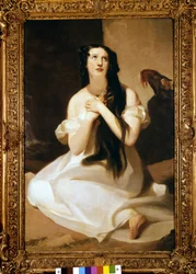 Porträtt av Mary Ann Paton (Mrs Wood) (1802-1864) engelsk sångerska. Målning av Thomas Sully.