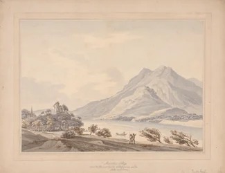 Berget Rigi och det antika slottet i Hapsbourg vid Luzernsjön