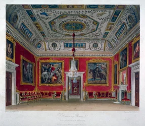 Interiörvy av salongen i Buckingham House, Westminster, London, 1817